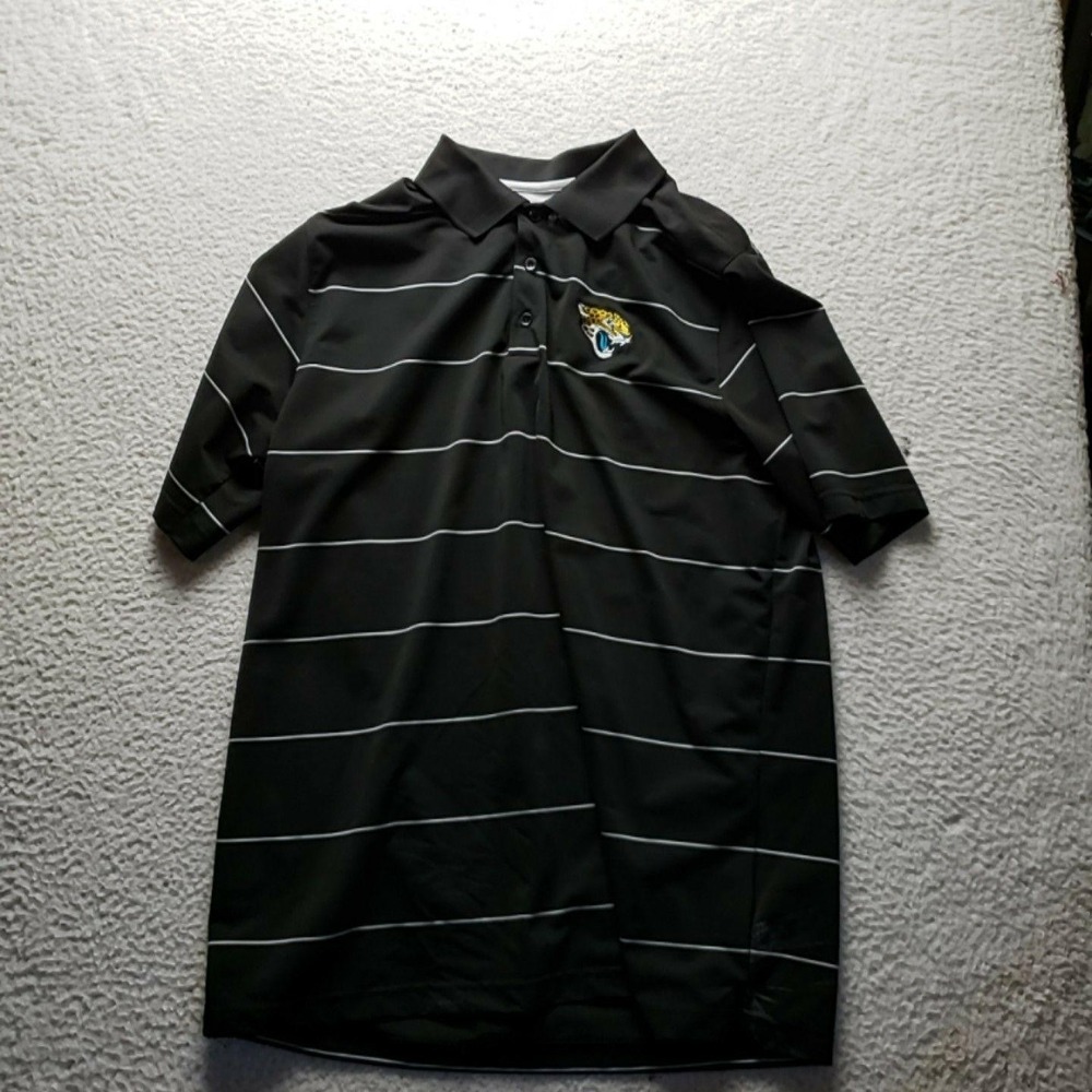 Jacksonville Jaguars Polo Shirt Mens XL Black NFL Football Antigua Striped Golf